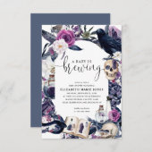 Budget Floral Halloween Baby ist Braudusche Mitteilungskarte (Vorne/Hinten)