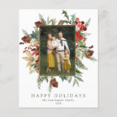 Budget Floral Happy Holidays Weihnachtsfotokarte (Vorderseite)