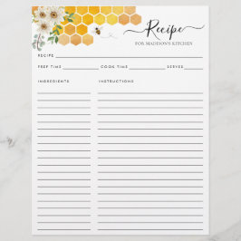 Budget Floral Honeycomb Bumblebee Rezeptkarte Flyer