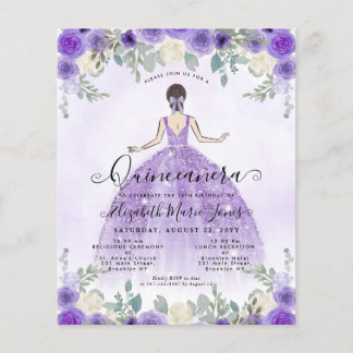 Budget Floral Lila Princess Birthday Quinceanera