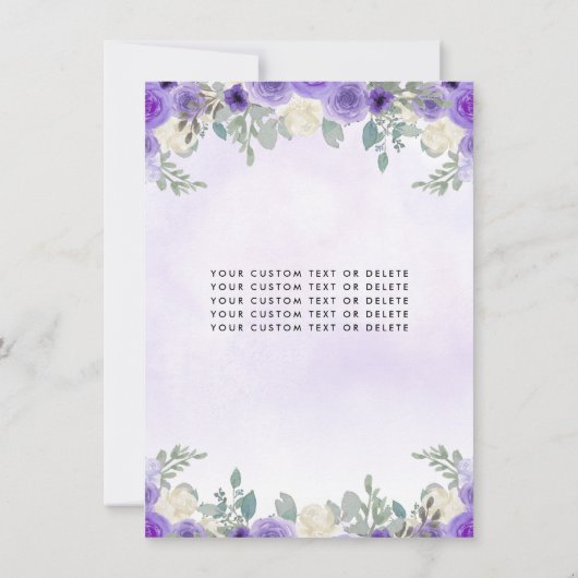 Budget Floral Lila Princess Birthday Quinceanera Mitteilungskarte (Rückseite)