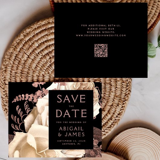 Budget Floral Lila Rose Gold QR Code Rett Datum