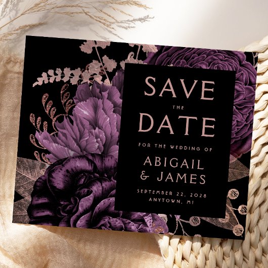 Budget Floral Lila Rose Gold Save the Date