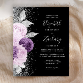 Budget Floral Lila Silver Glitzer Black Wedding