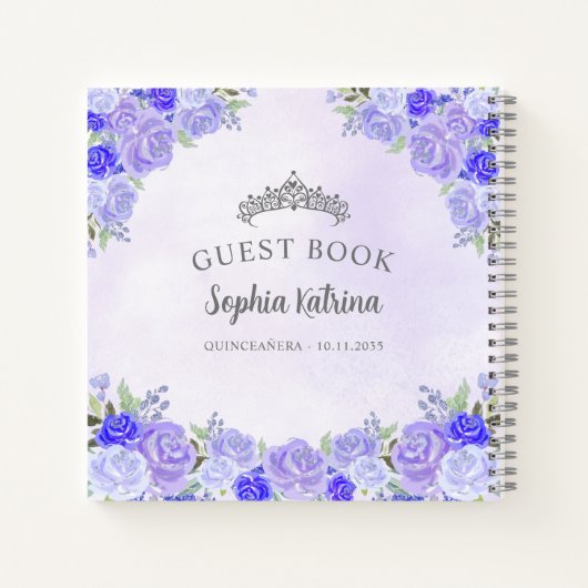 Budget Floral Lila Silver Quinceanera Guestbook Notizblock (Rückseite)