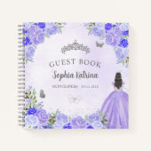 Budget Floral Lila Silver Quinceanera Guestbook Notizblock (Vorderseite)