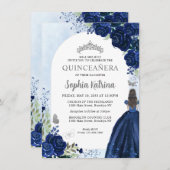 Budget Floral Navy Blauer Grau Prinzessin Quincean Mitteilungskarte (Vorne/Hinten)