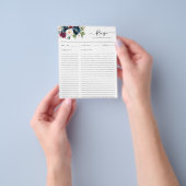 Budget Floral Navy Blue Burgundy Kitchen Rezept Flyer (Gruppe)