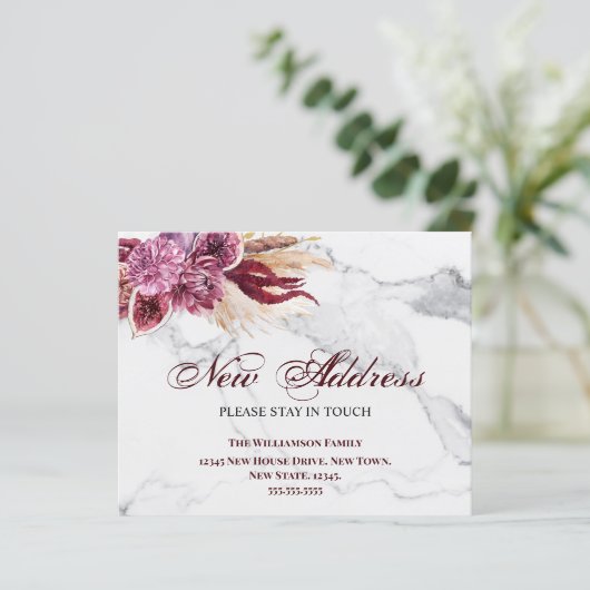 Budget Floral New Address Mouncement Ankündigung (Stehend Vorderseite)