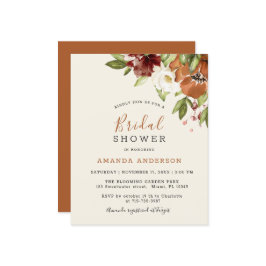 Budget Floral Orange Bridal Dusche Einladung