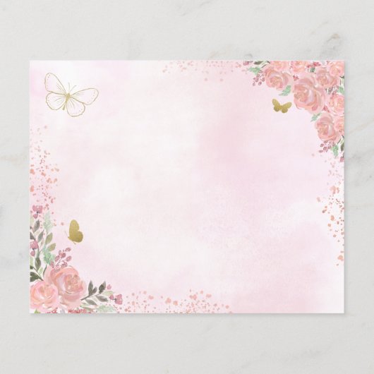 Budget Floral Pink Gold Quinceanera Save the Date (Rückseite)