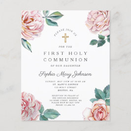 Budget Floral Pink Peonies Girl First Communation