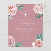 Budget Floral Pink Peonies Girl First Communation (Vorderseite)