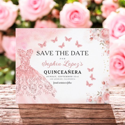 Budget Floral Pink Princess Birthday Quinceanera Flyer