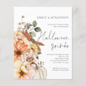 Budget Floral Pumpkin Script Halloween-Party White (Vorderseite)