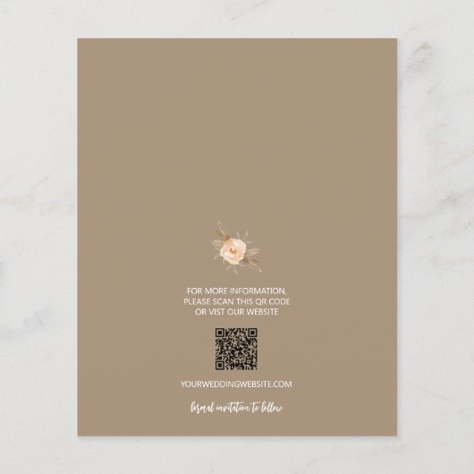 Budget Floral QR Code Foto Hochzeit Sichern Datum Flyer (Hinten)