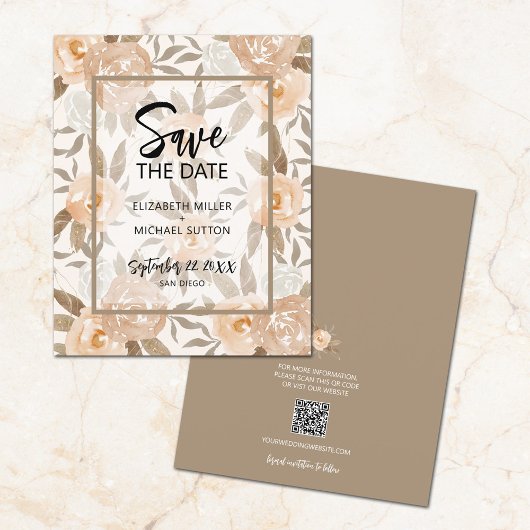 Budget Floral QR Code Hochzeit Sichern Sie das Dat