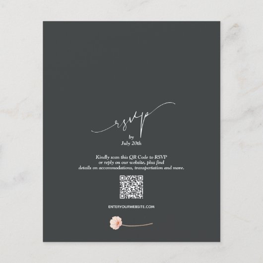 Budget Floral QR Code Hochzeitseinladungen (Rückseite)