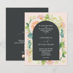 Budget Floral QR Code Hochzeitseinladungen