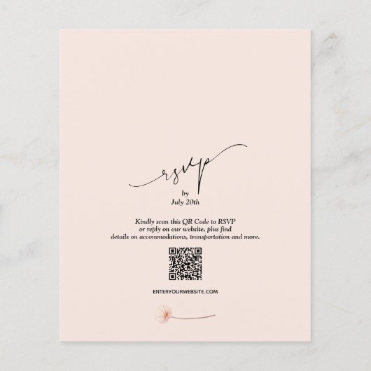 Budget Floral QR Code Hochzeitseinladungen (Rückseite)
