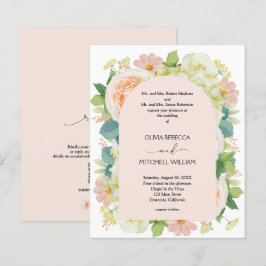 Budget Floral QR Code Hochzeitseinladungen