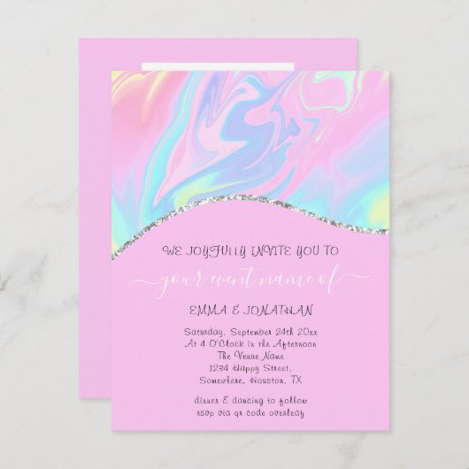 Budget Floral QR Code Pinky Holograph Wave (Vorne/Hinten)