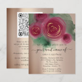 Budget Floral QR Code Rose Gold Marsala Pink (Vorne/Hinten)
