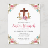 Budget Floral Religious Cross Osterfeier Einladung (Vorderseite)