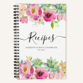 Budget Floral Rosa Sukkulente Küche Rezept Notizblock (Vorderseite)