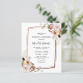 Budget Floral Rose Gold Frame Brautparty Einladung (Stehend Vorderseite)