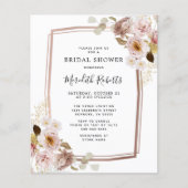Budget Floral Rose Gold Frame Brautparty Einladung (Vorderseite)