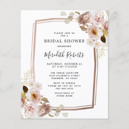 Budget Floral Rose Gold Frame Brautparty Einladung