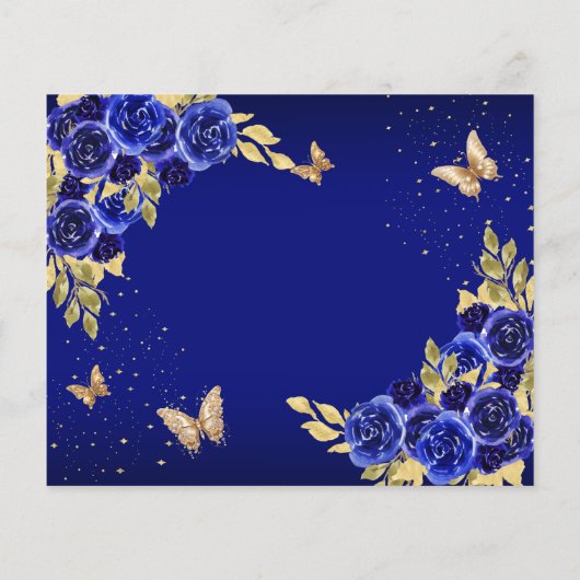 BUDGET Floral Royal Blue Butterfly Quinceanera (Rückseite)
