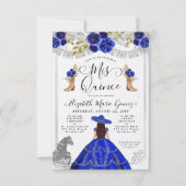 Budget Floral Royal Blue Charra Quinceanera Mitteilungskarte (Vorderseite)