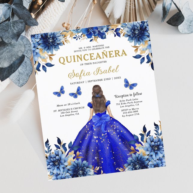 Budget Floral Royal Blue Princess Quinceanera (Von Creator hochgeladen)