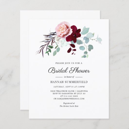 Budget Floral Script Eucalyptus Brautparty (Vorne/Hinten)