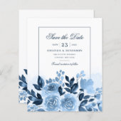 Budget Floral Script Watercolor Save the Date (Vorne/Hinten)