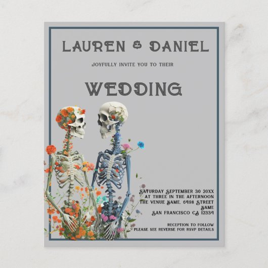 Budget Floral Skeleton Minimalistisch QR Code Hoch (Vorderseite)