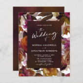 Budget Floral Splendor QR Code Einladung Hochzeits (Vorne/Hinten)