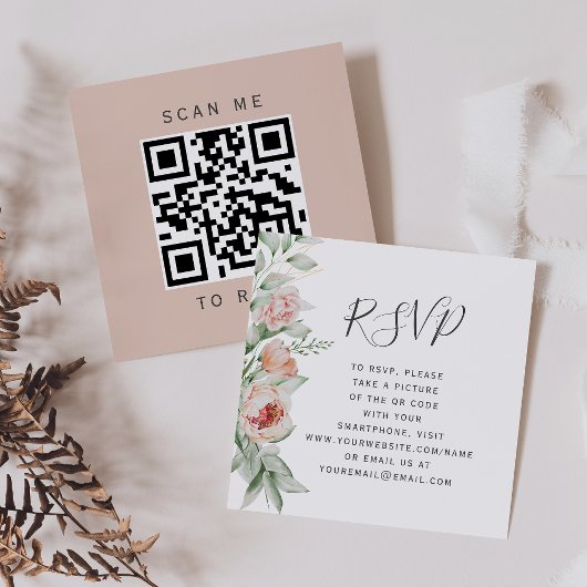 Budget Floral Spring Wedding QR Code UAWG Begleitkarte