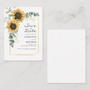 Budget Floral Sunflower Eukalyptus Save the Date Mitteilungskarte