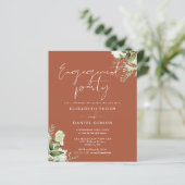 Budget Floral Terracotta Engagement Party Einladun (Stehend Vorderseite)