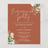 Budget Floral Terracotta Engagement Party Einladun (Vorderseite)