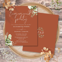 Budget Floral Terracotta Engagement Party Einladun