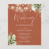 Budget Floral Terracotta Foto Hochzeit Einladung (Vorderseite)