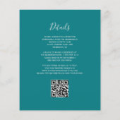 Budget Floral Türkis Silver QR Code Hochzeit (Rückseite)