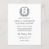 Budget Floral Wappen Monogram Wedding Elegant Flyer (Vorne)