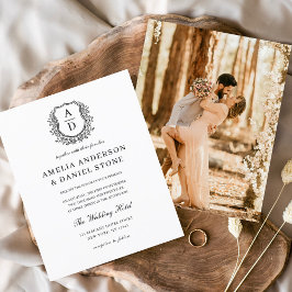 Budget Floral Wappen Monogram Wedding Elegant Flyer