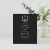 Budget Floral Wappen Monogram Wedding QR Code (Stehend Vorderseite)