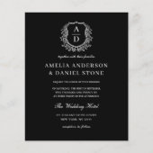 Budget Floral Wappen Monogram Wedding QR Code (Vorderseite)